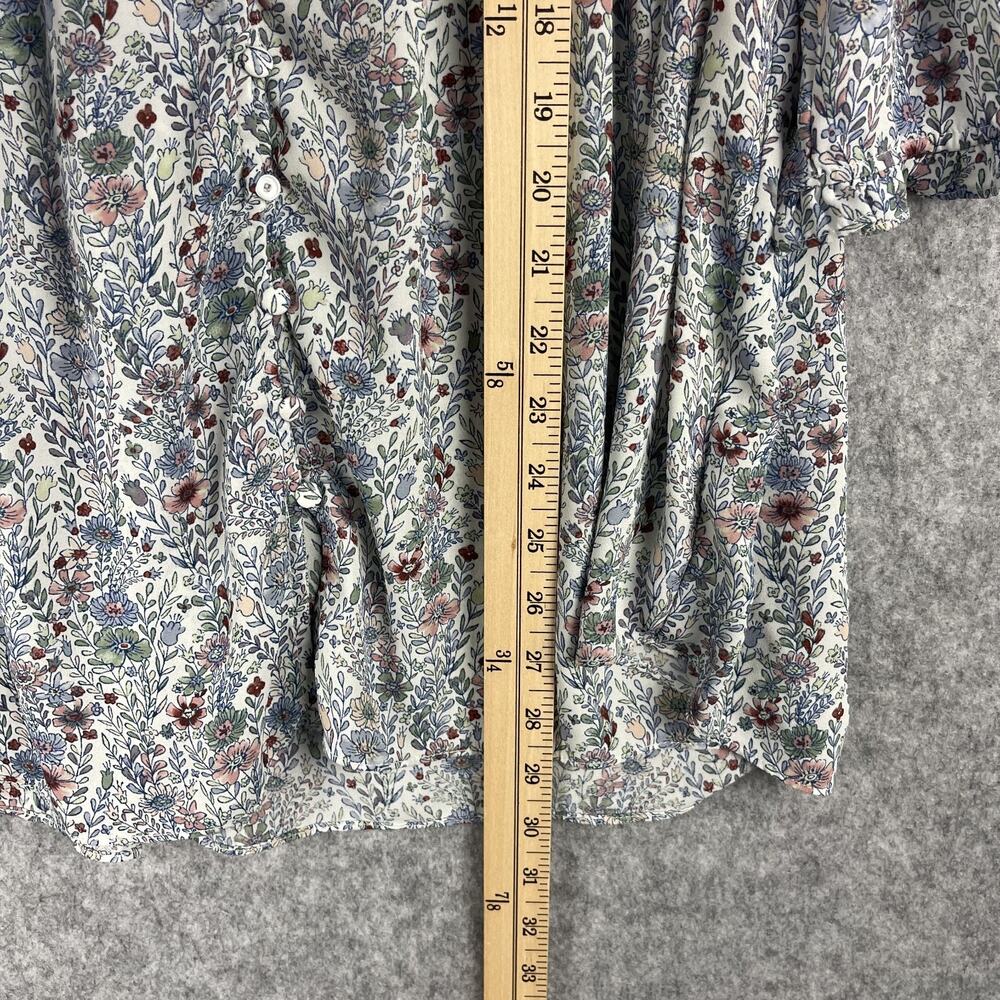 Rose Olive Tunic Top Womens 2X Floral Blouse Smocked Button Front Ruffle Flowy - Picture 6 of 14